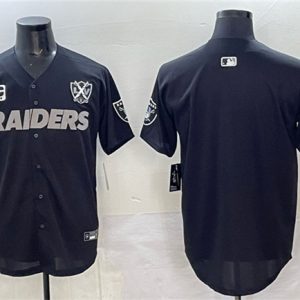 Las Vegas Raiders Blank Black With Nevada Silver Stat Patch And 65th Anniversary Patch 3-Star C Patch Stitched Jersey