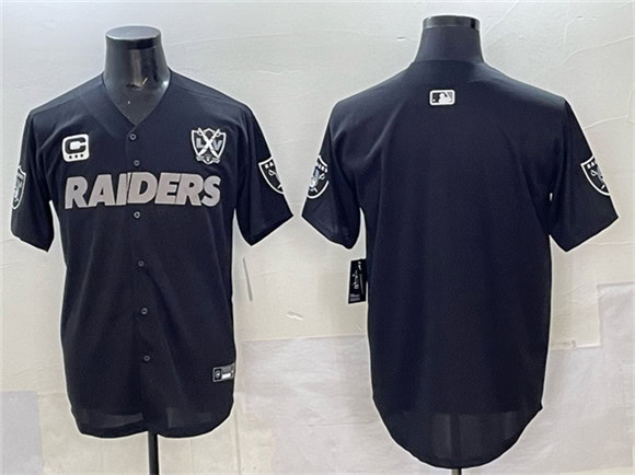 Las Vegas Raiders Blank Black With Nevada Silver Stat Patch And 65th Anniversary Patch 3-Star C Patch Stitched Jersey