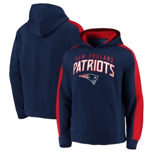 New England Patriots Navy Game Time Arch Pullover Hoodie
