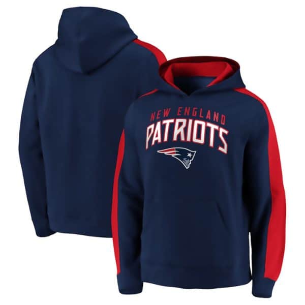 New England Patriots Navy Game Time Arch Pullover Hoodie