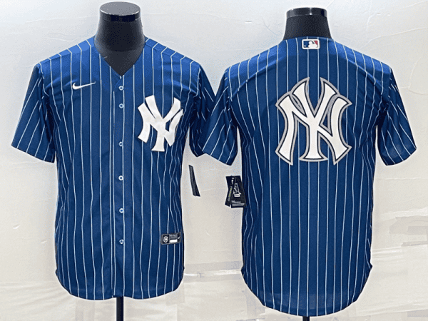 New York Yankees Blue Team Big Logo Cool Base Stitched Jersey