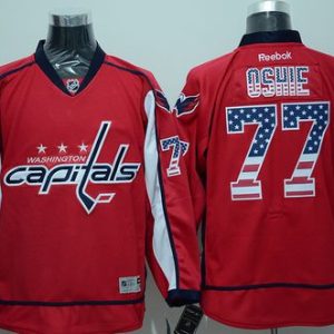 Capitals #77 T.J Oshie Red USA Flag Fashion Stitched Jersey