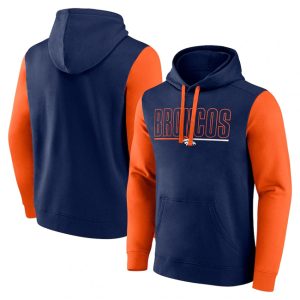 Denver Broncos Navy Orange Outline Pullover Hoodie