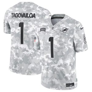 Miami Dolphins #1 Tua Tagovailoa Arctic Camo 2024 F.U.S.E. Salute To Service Limited Stitched Jersey