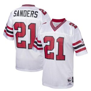 Atlanta Falcons #21 Deion Sanders White Mitchell Ness Stitched Jersey