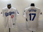 Los Angeles Dodgers #17 Shohei Ohtani White 2024 World Series Champions With Fernando Memorial Patch Home Limited Stitched Jersey