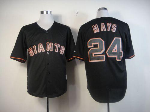 Giants #24 Willie Mays Black Fashion Stitched Jersey