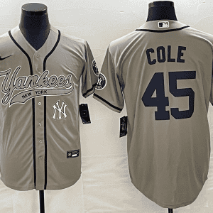 New York Yankees #45 Gerrit Cole Gray With Patch Cool Base Stitched Jersey