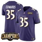Baltimore Ravens #35 Gus Edwards Purple 2023 F.U.S.E. AFC North Champions Vapor Limited Stitched Jersey