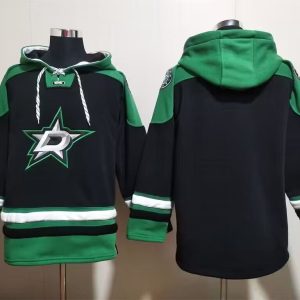 Dallas Stars Blank Black Green Lace-Up Pullover Hoodie