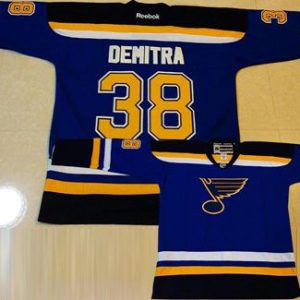 Blues #38 Pavol Demitra Light Blue Home Stitched Jersey