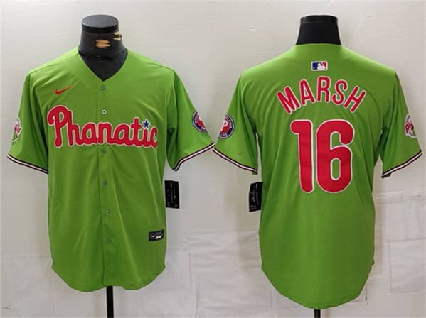 Philadelphia Phillies #16 Brandon Marsh Green With Patch Stitched Jersey