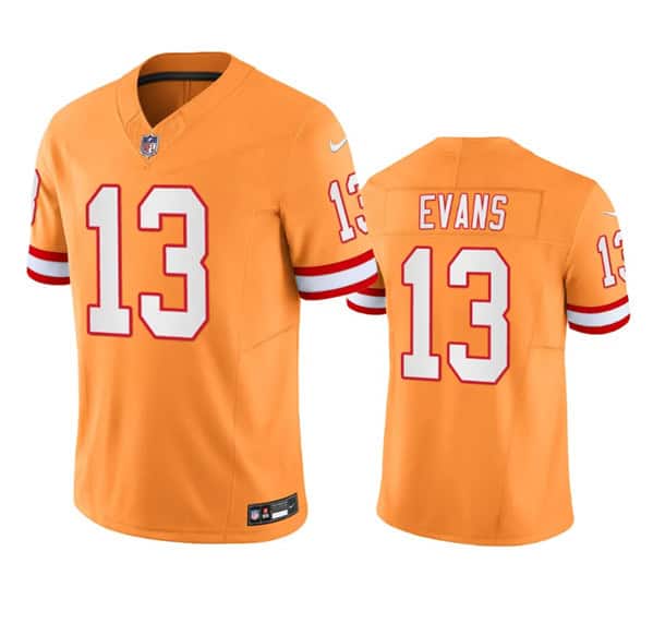 Tampa Bay Buccaneers #13 Mike Evans Orange Throwback Limited Stitched Jersey