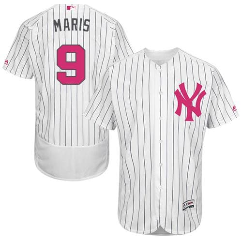 Yankees #9 Roger Maris White Strip Flexbase Authentic Collection 2016 Mother's Day Stitched Jersey