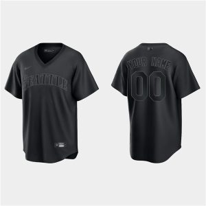 Seattle Mariners Customized Custom Black Pitch Black Fashion Replica Stitched Jersey