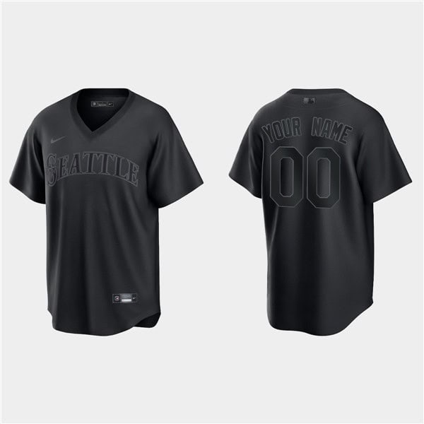 Seattle Mariners Customized Custom Black Pitch Black Fashion Replica Stitched Jersey