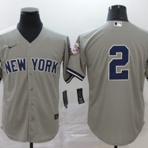 New York Yankees #2 Derek Jeter Grey Cool Base Stitched Jersey