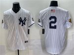 New York Yankees #2 Derek Jeter White Strip World Series Limited Stitched Jersey