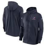 Houston Texans Navy Sideline Club Performance Full-Zip Hoodie