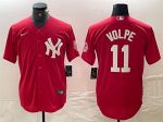 New York Yankees #11 Anthony Volpe Red Cool Base Stitched Jersey