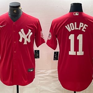 New York Yankees #11 Anthony Volpe Red Cool Base Stitched Jersey
