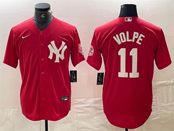 New York Yankees #11 Anthony Volpe Red Cool Base Stitched Jersey