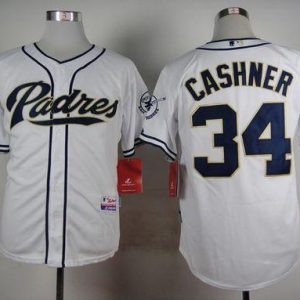 Padres #34 Andrew Cashner White Cool Base Stitched Jersey
