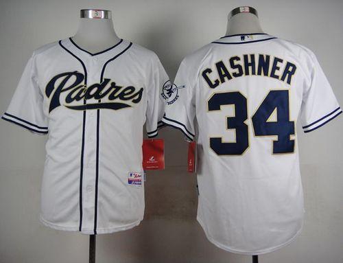 Padres #34 Andrew Cashner White Cool Base Stitched Jersey