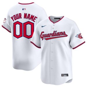 Cleveland Guardians Custom White Home Limited Stitched Jersey