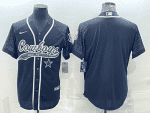Dallas Cowboys Blank Black Reflective With Patch Cool Base Stitched Baseball Jersey