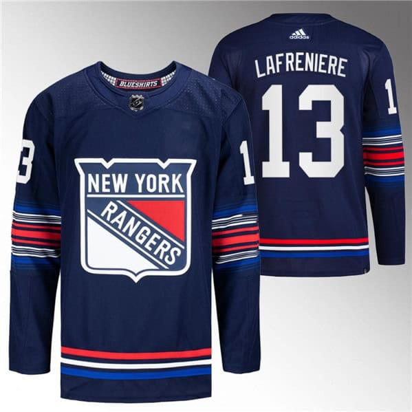New York Rangers #13 Alexis Lafreniere Navy Stitched Jersey