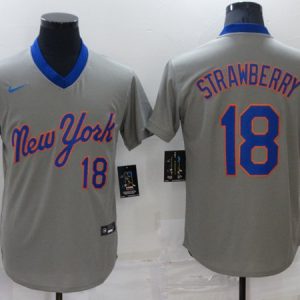 New York Mets #18 Darryl Strawberry Grey Stitched Baseball Jersey