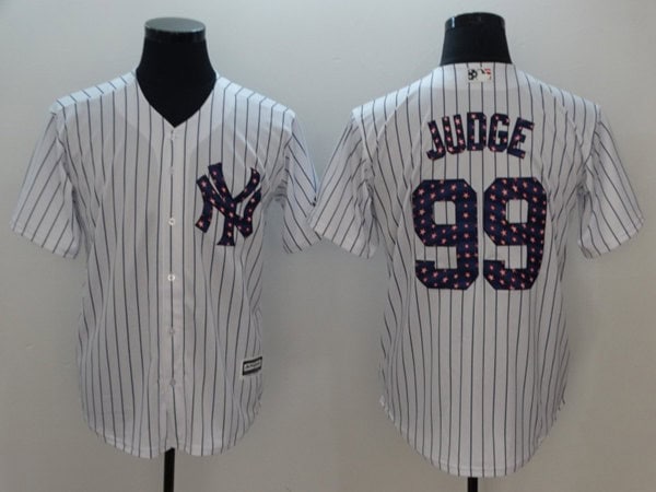 New York Yankees #99 Aaron Judge White 2018 Stars Stripes Cool Base Stitched Jersey