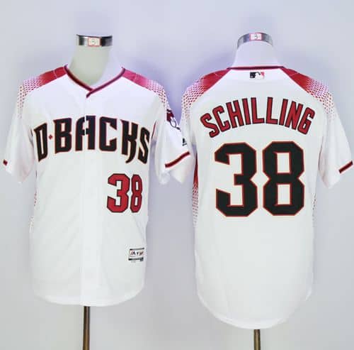 Diamondbacks #38 Curt Schilling White Brick New Cool Base Stitched Jersey