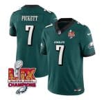 Philadelphia Eagles #7 Kenny Pickett Green 2025 Eagles Logo Super Bowl LIX Patch New F.U.S.E. Vapor Limited Stitched Jersey
