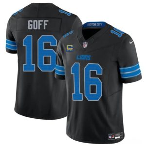Detroit Lions #16 Jared Goff Black 2024 F.U.S.E. With 4-Star C Patch 2nd Alternate Vapor Limited Stitched Jersey