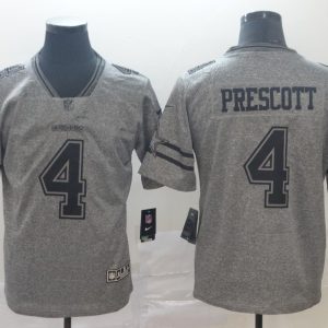 Dallas Cowboys #4 Dak Prescott Grey Stitched Jersey