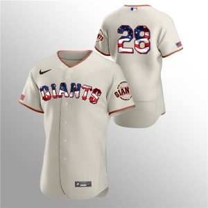 San Francisco Giants Cream #28 Buster Posey2020 Stars Stripes Flex Base Stitched Jersey