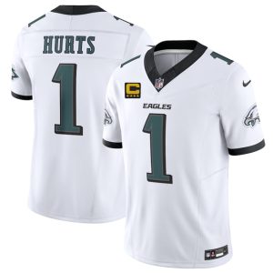 Philadelphia Eagles #1 Jalen Jurts White 2025 F.U.S.E. With 4-Star C Patch Vapor Untouchable Limited Stitched Jersey