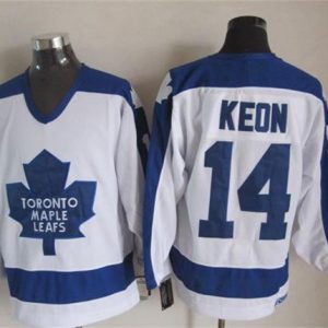 Maple Leafs #14 Dave Keon White Blue CCM Throwback Stitched Jersey