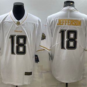 Minnesota Vikings #18 Justin Jefferson White Golden Edition Limited Stitched Jersey