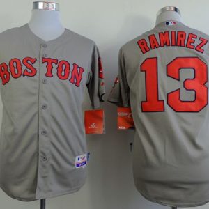 Red Sox #13 Hanley Ramirez Grey Cool Base Stitched Jersey