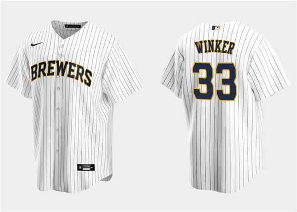 Milwaukee Brewers #33 Jesse Winker White Cool Base Stitched Jersey