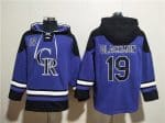Colorado Rockies #19 Charlie Blackmon Purple Ageless Must-Have Lace-Up Pullover Hoodie