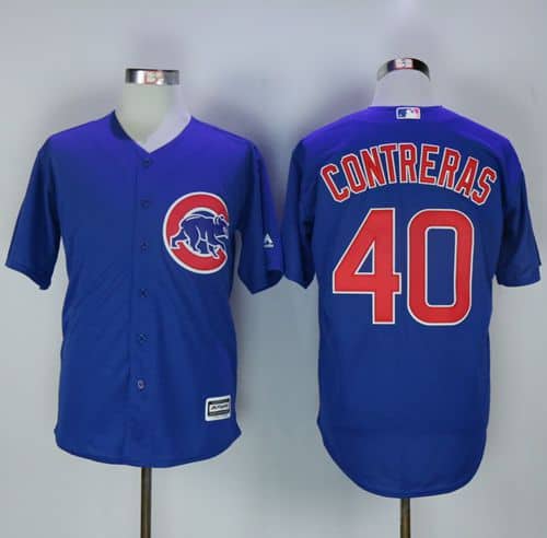 Cubs #40 Willson Contreras Blue New Cool Base Stitched Jersey