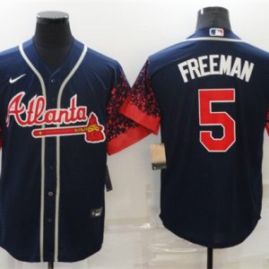 Atlanta Braves #5 Freddie Freeman Navy Stitched Jersey