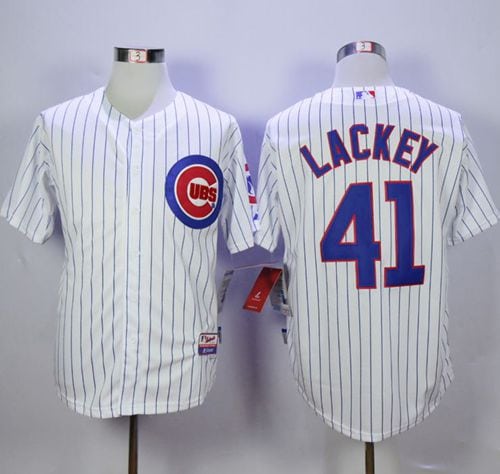 Cubs #41 John Lackey White Cool Base Stitched Jersey