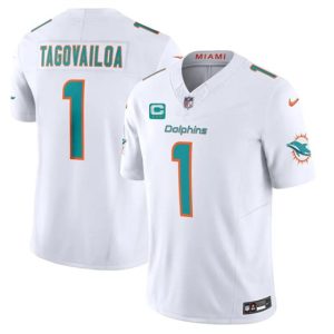 Miami Dolphins #1 Tua Tagovailoa White 2024 F.U.S.E. With 3-Star C Patch Vapor Limited Stitched Jersey