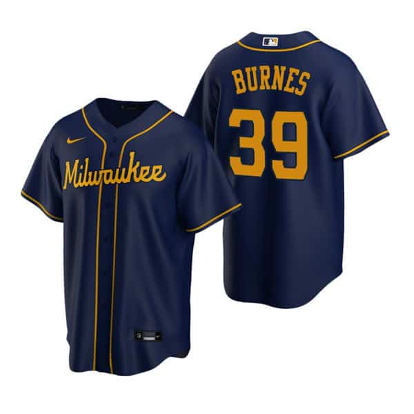 Milwaukee Brewers #39 Corbin Burnes Navy Cool Base Stitched Jersey