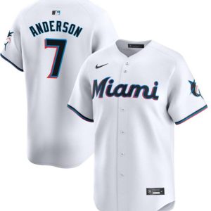 Miami Marlins #7 Tim Anderson White Home Limited Stitched Jersey